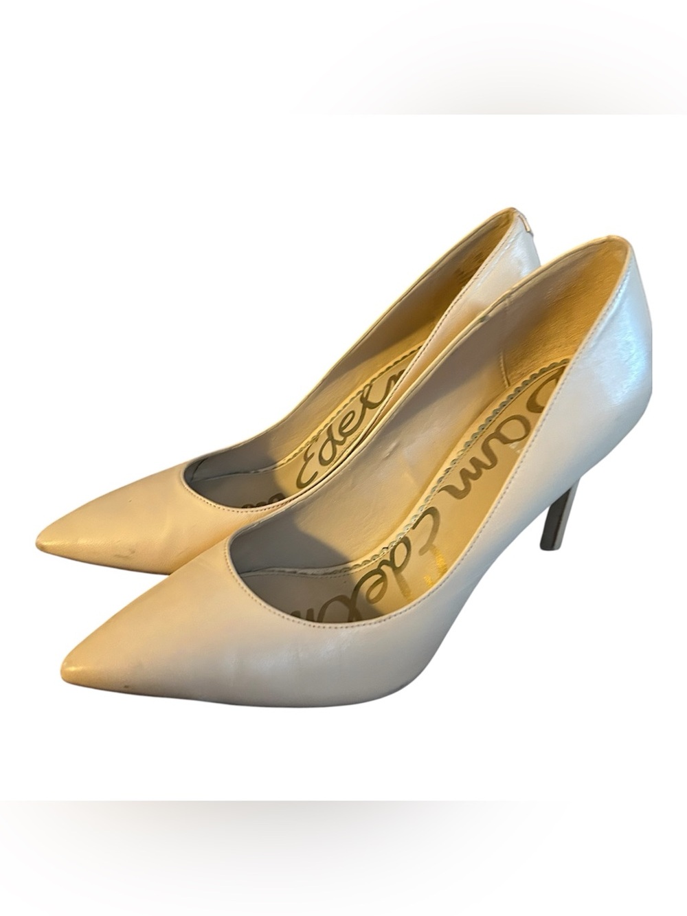 Sam Edelman Cream Leather Pointed-Toe Pumps sz 10